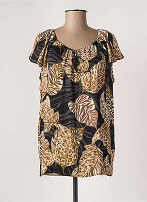 Top imprimé fantaisie manches courtes noir GEISHA femme