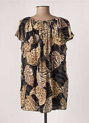Top imprimé fantaisie manches courtes noir GEISHA femme