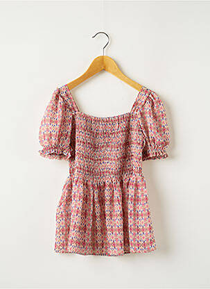 Robe mi-longue col carré manches courtes rose MAYORAL fille