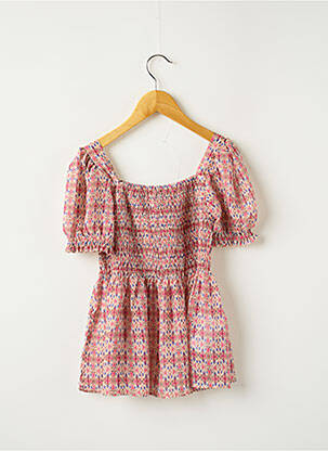Robe mi-longue col carré manches courtes rose MAYORAL fille