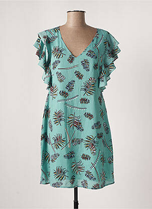 Robe courte fermeture zippée au dos manches courtes vert MOLLY BRACKEN femme
