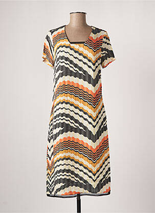 Robe mi-longue fermeture zippée au dos manches courtes orange MERI & ESCA femme
