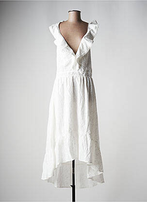Robe mi-longue coupe évasée fines bretelles blanc MOLLY BRACKEN femme