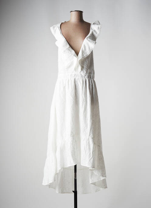 Robe mi-longue coupe évasée fines bretelles blanc MOLLY BRACKEN femme