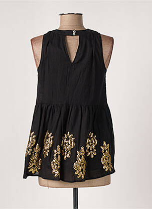 Blouse fermeture boutonnée au dos sans manche noir LOIS femme