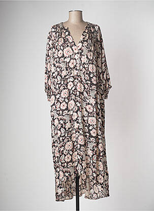 Robe longue imprimé fleurs manches 3/4 noir CHARLIE JOE femme