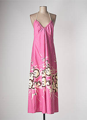 Robe longue manches dos nu fines bretelles rose OTTOD'AME femme