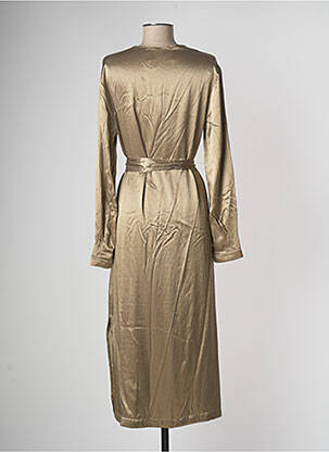 Robe mi-longue coupe fluide manches longues marron FLOOR femme