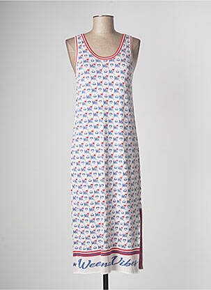 Robe mi-longue imprimé fantaisie sans manche rouge ME369 femme