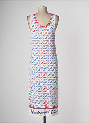 Robe mi-longue imprimé fantaisie sans manche rouge ME369 femme