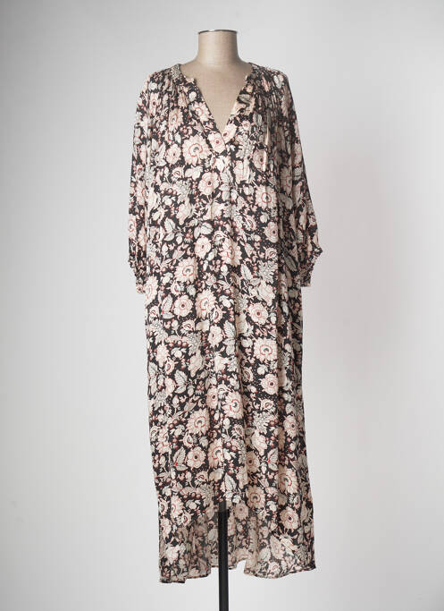 Robe longue imprimé fleurs manches 3/4 noir CHARLIE JOE femme