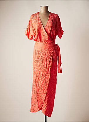 Robe longue manches courtes manches courtes orange MODETROTTER femme