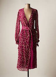 Robe mi-longue imprimé fleurs manches longues violet DIEGA femme