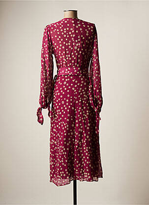 Robe mi-longue imprimé fleurs manches longues violet DIEGA femme