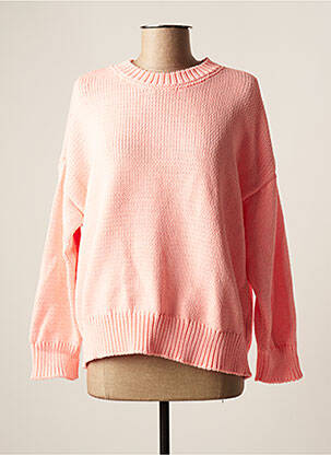 Pull finition bords-côtes manches longues rose MODETROTTER femme