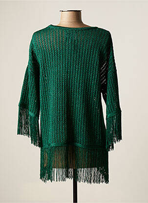 Pull tunique stretch manches 3/4 vert MODETROTTER femme
