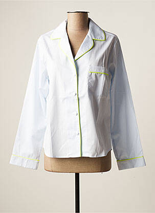 Chemisier poches poitrine manches longues bleu ANDREA LEV femme