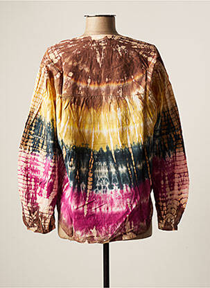 Blouse imprimé fantaisie manches longues marron CHARLIE JOE femme