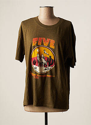 T-shirt coupe droite manches courtes vert FIVE femme