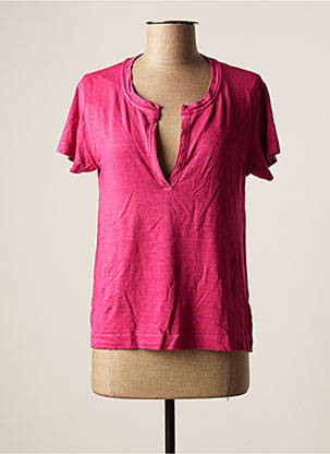 T-shirt col v manches courtes violet DANIELE FIESOLI femme