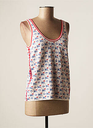 Pull stretch sans manche blanc ME369 femme