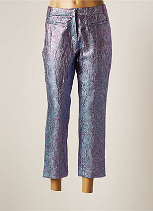 Pantalon chino fermeture zippée sous rabat boutonné taille normale bleu MODETROTTER femme