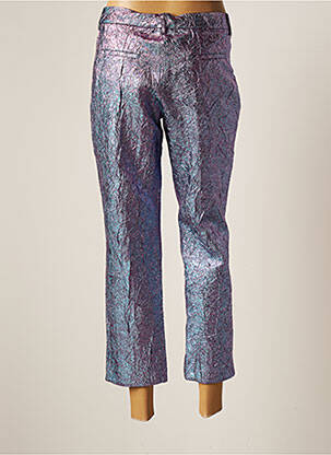 Pantalon chino fermeture zippée sous rabat boutonné taille normale bleu MODETROTTER femme
