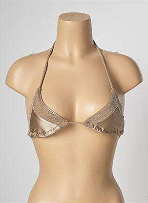 Haut de maillot de bain fermeture liens à nouer haut triangles beige SEASS femme