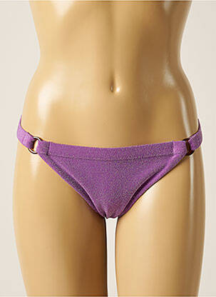 Bas de maillot de bain effet matière satinée bikini violet LOVE STORIES femme