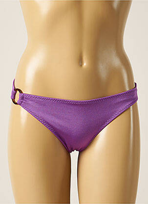 Bas de maillot de bain effet matière satinée bikini violet LOVE STORIES femme