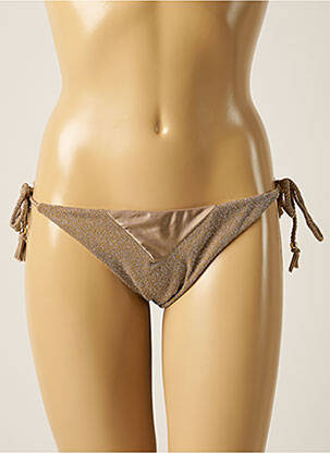 Bas de maillot de bain effet matière satinée bikini beige SEASS femme