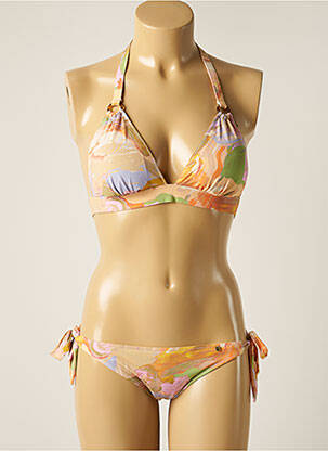 Maillot de bain 2 pièces stretch haut triangles beige LOVE STORIES femme