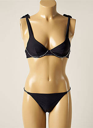 Maillot de bain 2 pièces fermeture clip haut soutien-gorge emboitant noir LOVE STORIES femme