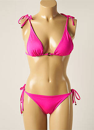 Maillot de bain 2 pièces stretch haut triangles rose LOVE STORIES femme