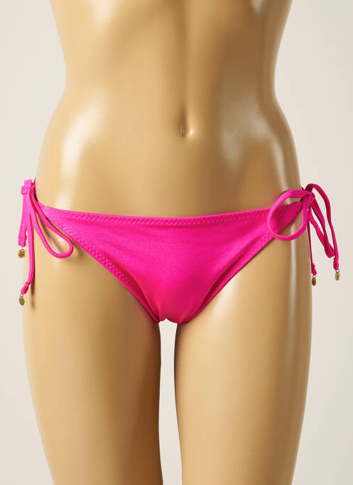 Bas de maillot de bain effet matière satinée bikini rose LOVE STORIES femme
