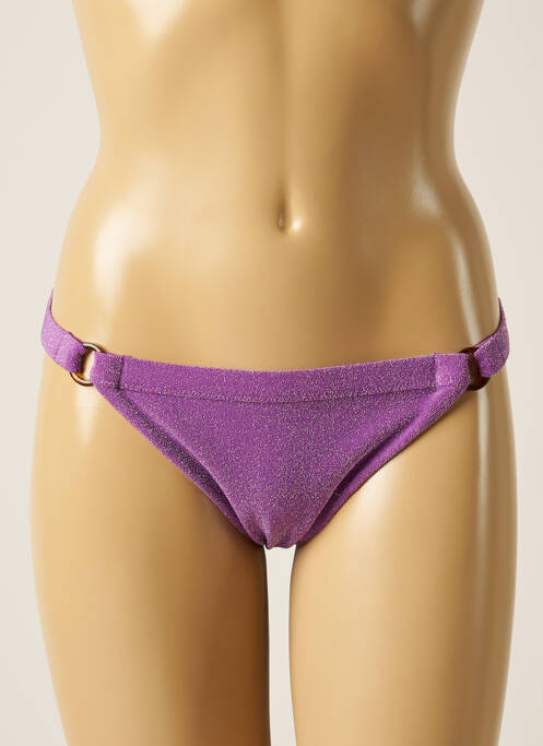 Bas de maillot de bain effet matière satinée bikini violet LOVE STORIES femme