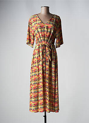 Robe mi-longue manches courtes manches courtes rouge VAN-DOS femme