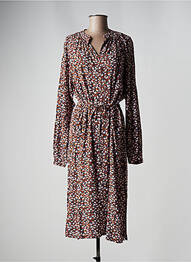 Robe mi-longue coupe fluide manches longues marron PULZ JEANS femme