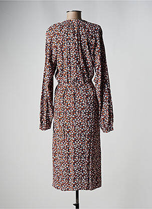 Robe mi-longue coupe fluide manches longues marron PULZ JEANS femme
