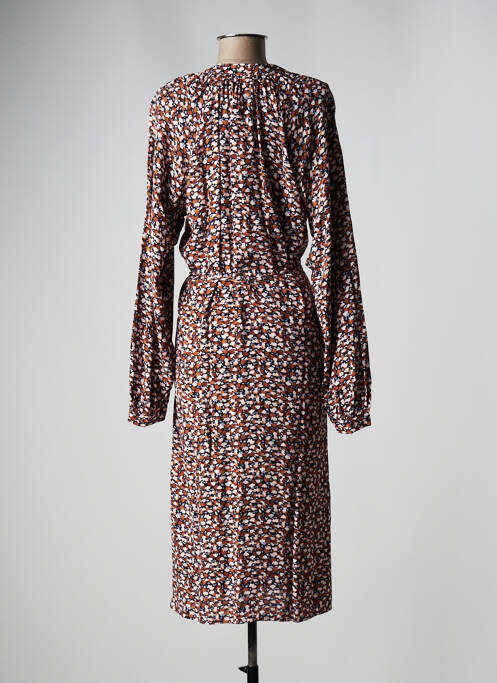 Robe mi-longue coupe fluide manches longues marron PULZ JEANS femme