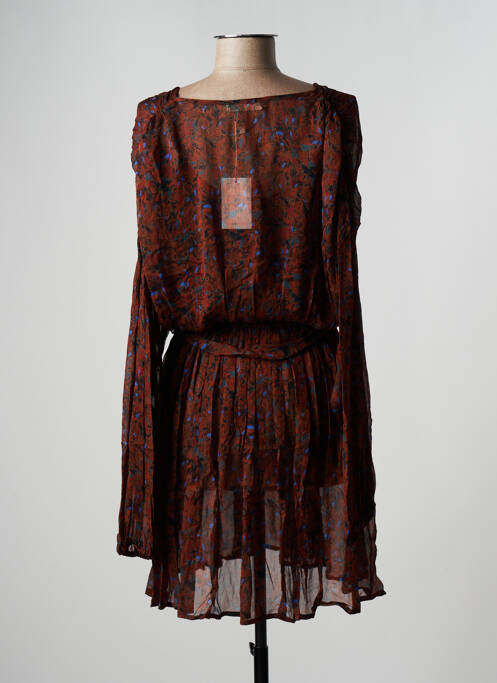 Robe mi-longue marron LOUIZON pour femme