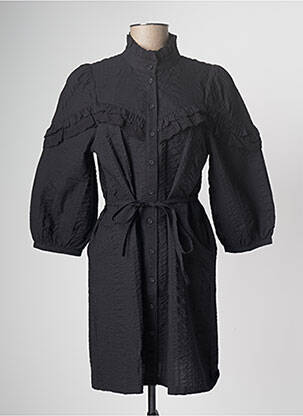 Robe mi-longue manches longues manches longues noir PULZ JEANS femme