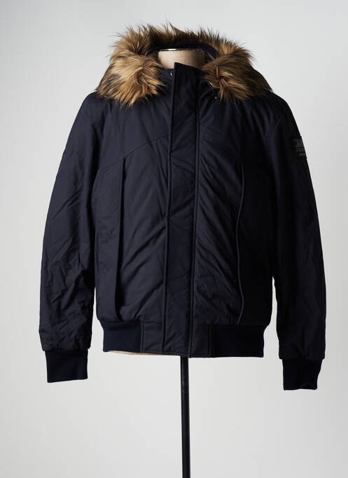 Blouson fermeture zippée sous rabat pressionné bleu SCHOTT homme