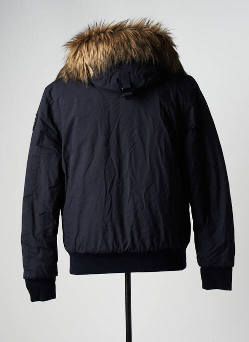 Blouson fermeture zippée sous rabat pressionné bleu SCHOTT homme