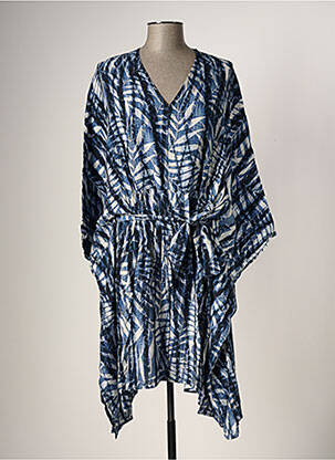 Robe mi-longue manches 3/4 manches 3/4 bleu LA FEE MARABOUTEE femme