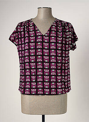 Top imprimé fantaisie manches courtes violet LA FEE MARABOUTEE femme