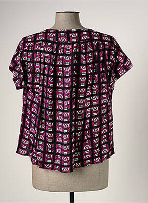Top imprimé fantaisie manches courtes violet LA FEE MARABOUTEE femme