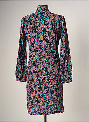 Robe mi-longue imprimé fantaisie manches longues bleu LA FEE MARABOUTEE femme