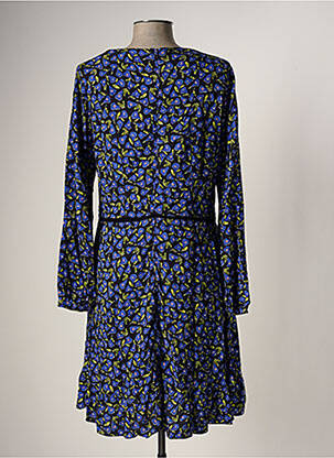 Robe mi-longue imprimé fantaisie manches longues bleu LA FEE MARABOUTEE femme