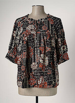 Blouse imprimé fantaisie manches courtes noir LA FEE MARABOUTEE femme